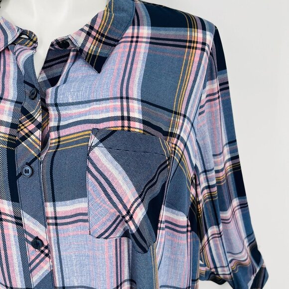 Catherines Tunic Dress Women's Size 2X Plaid Button Front Collared Midi Length - Picture 5 of 12